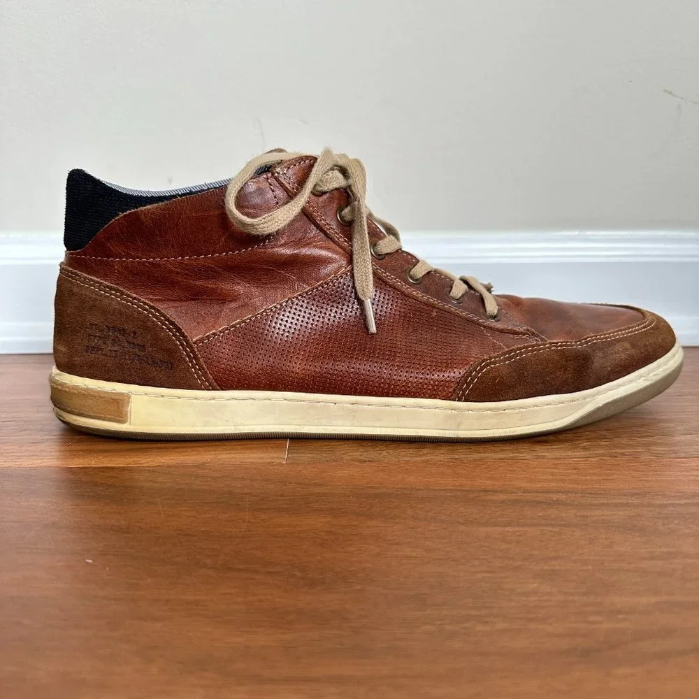 Bull Boxer Laytone Sneakers Men 13 Brown Leather Mid Top Lace Up Chukka Shoes - Picture 3 of 11